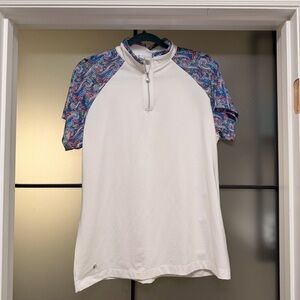 Daily Sports Sweden XXL White Paisley Mesh Sleeve Quarter Zip Golf Athleisure